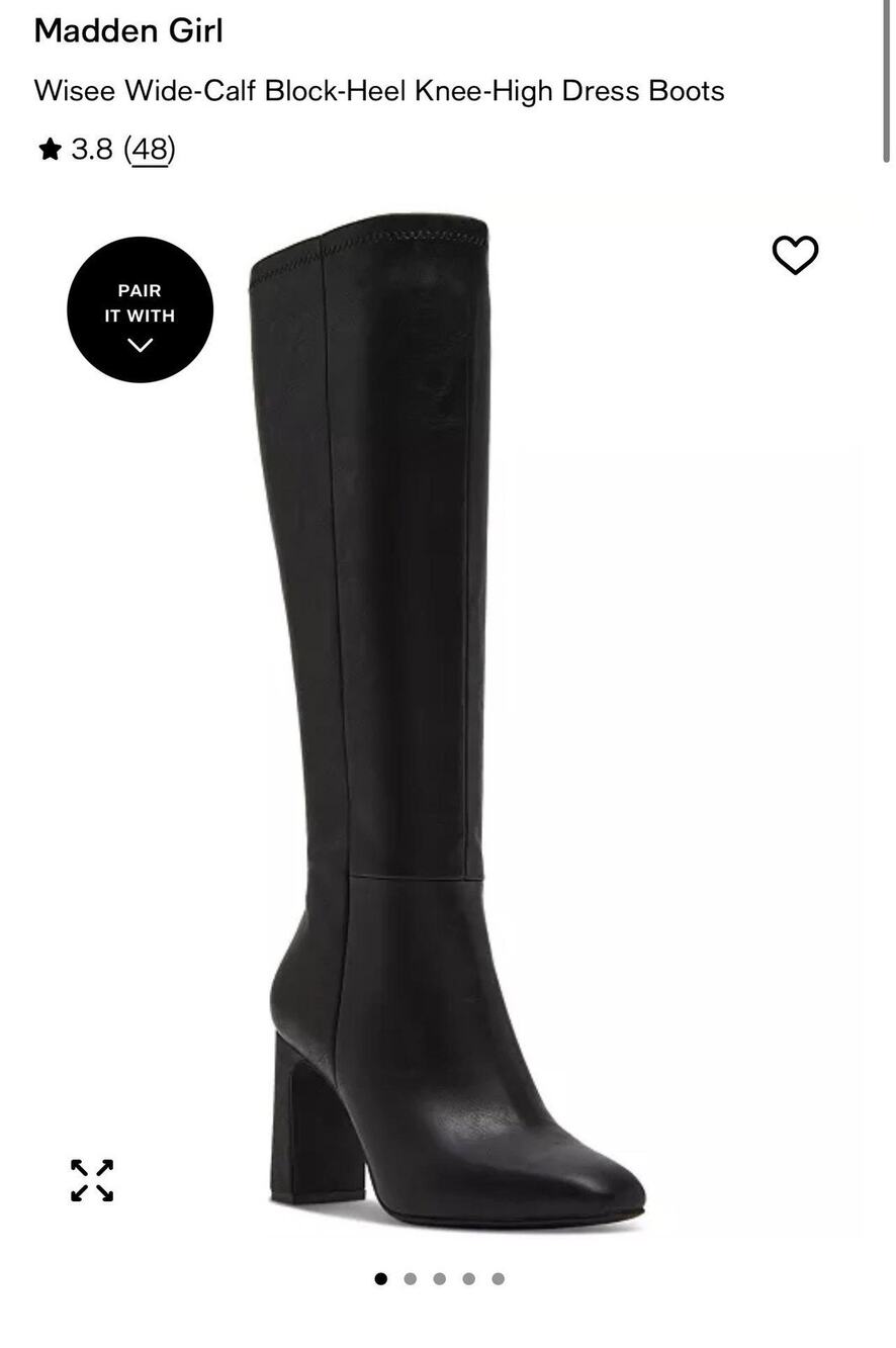 Madden Girl Boots Womens Size 10WW Black Wisee-WC Wide Calf Block Heel